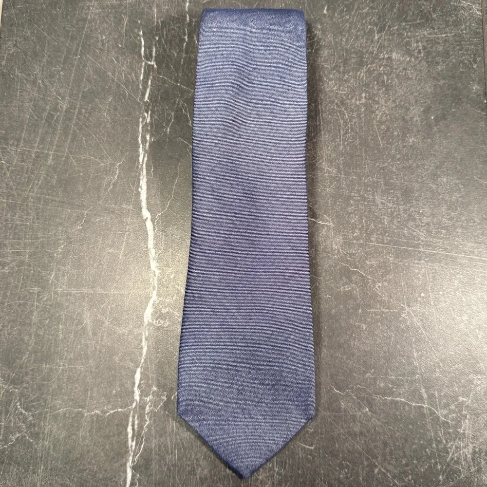 Vintage‎ Lauren Ralph Lauren Mens Tie | Blue Cotton Silk Textured Solid | Y2K